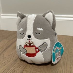 NWT Squishmallows 7.5” Gray and White Dog with Coffee/Latte/Hot Cocoa - Casmir